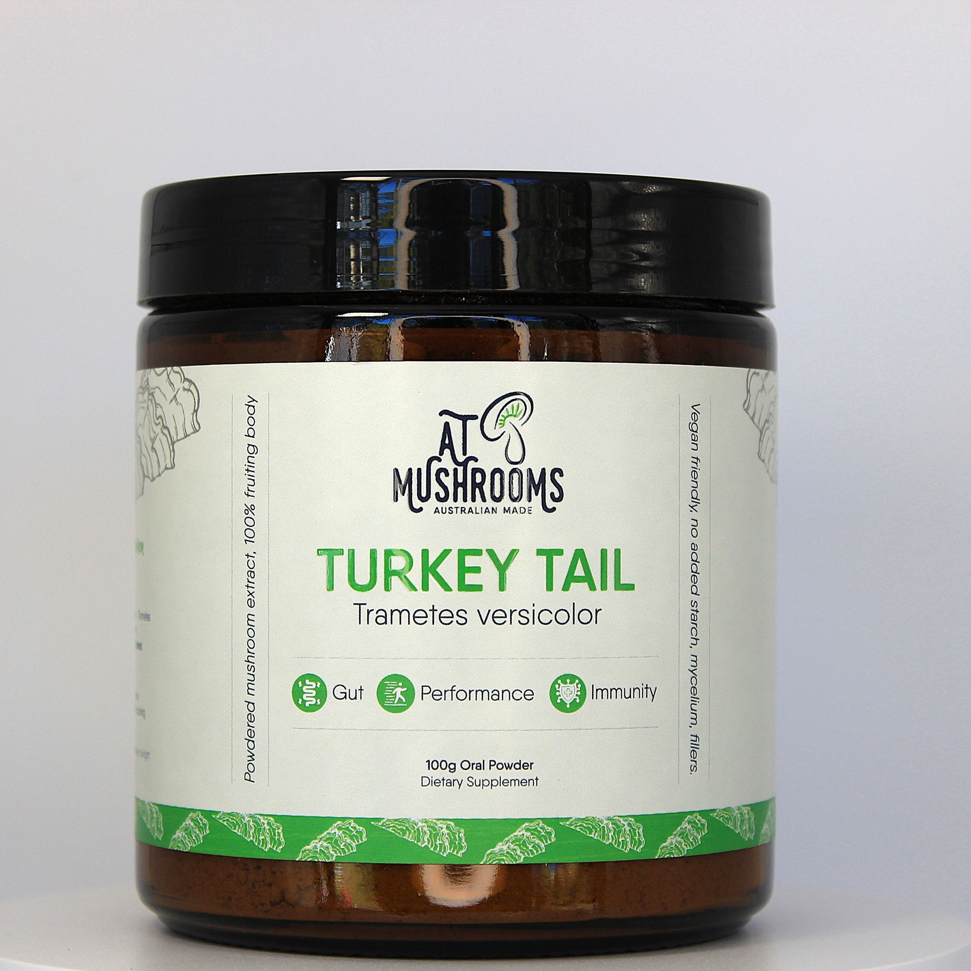 Turkey Tail Organic Mushroom Powder - Trametes Versicolor Traditional Wellness | A.T. Mushrooms