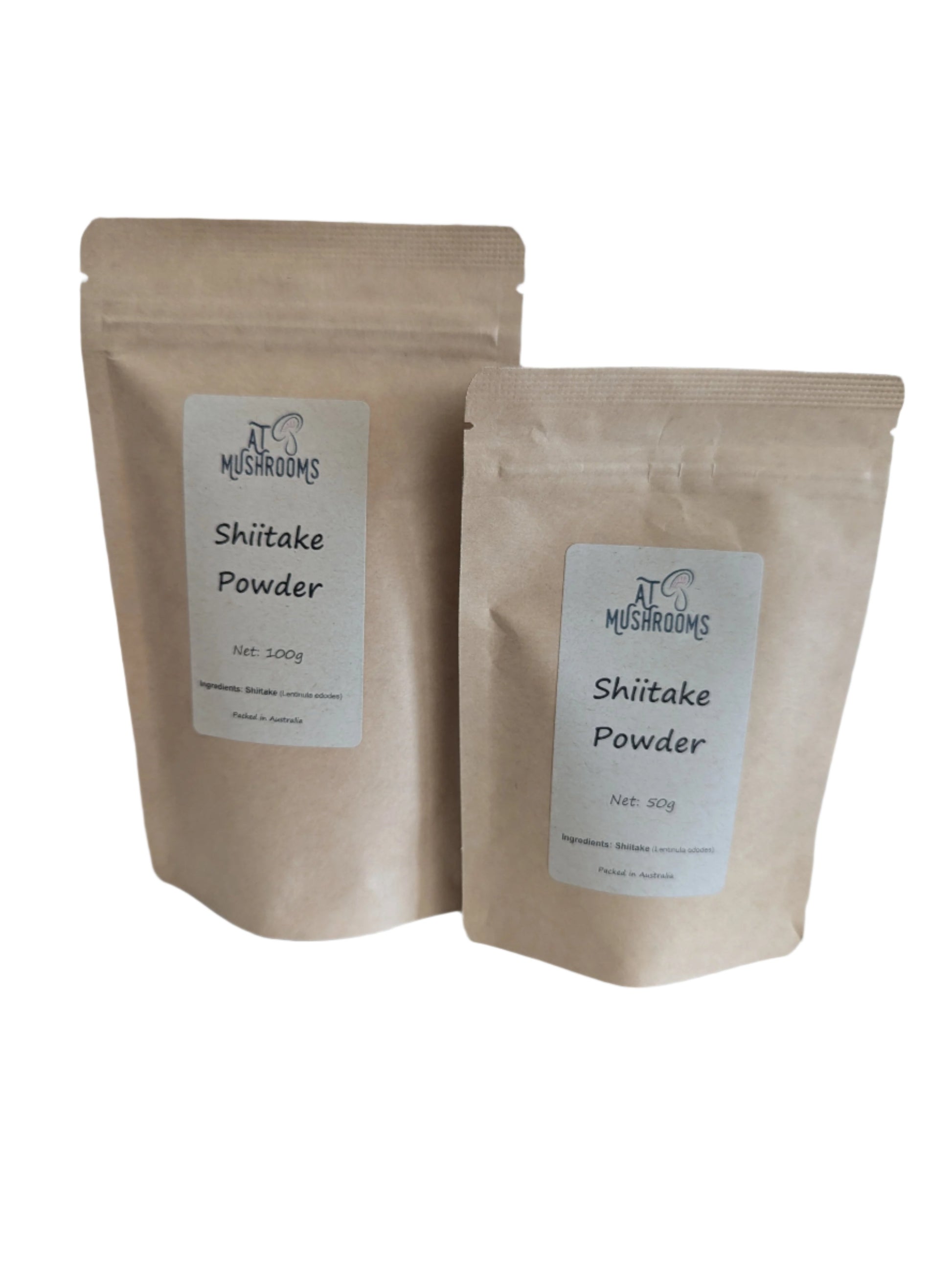 Shiitake Mushroom powder in 100 and 50g kraft pouch