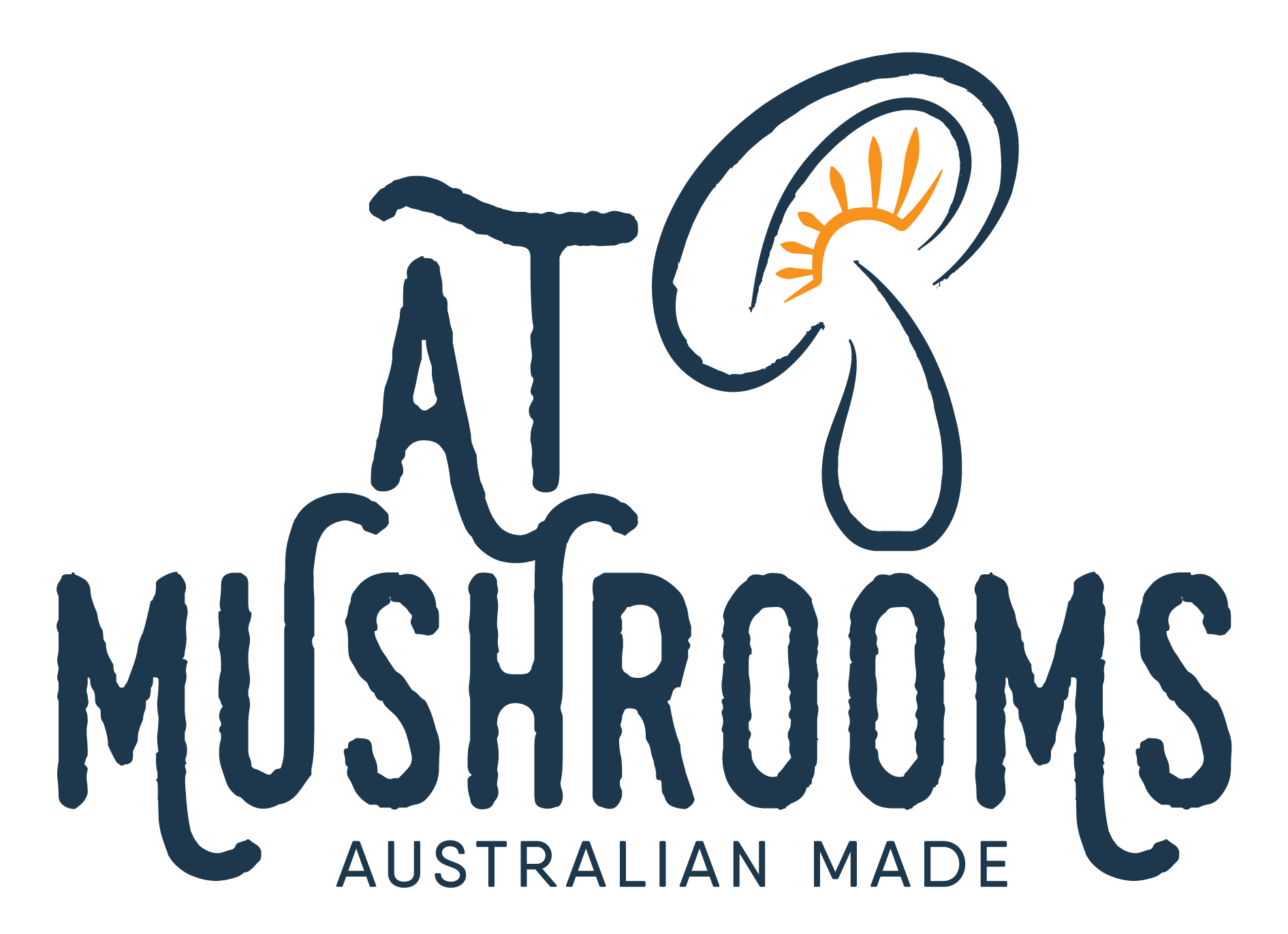 AT Mushrooms Australian Made Chaga Logo, Mushroom Gills Orange