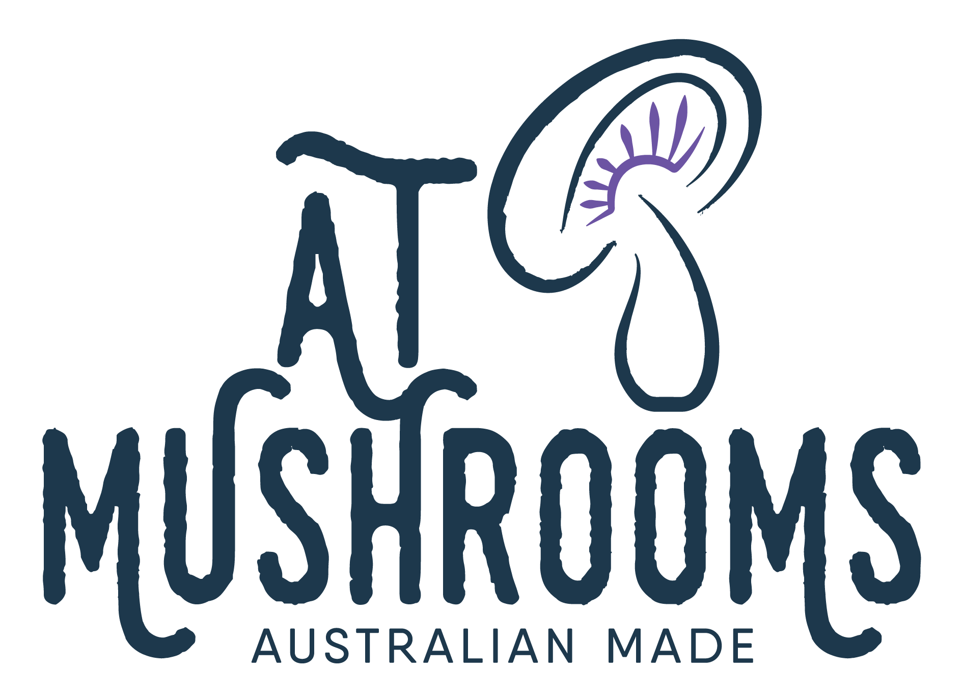 AT Mushrooms Australian Made Maitake Logo, Mushroom Gills Purple