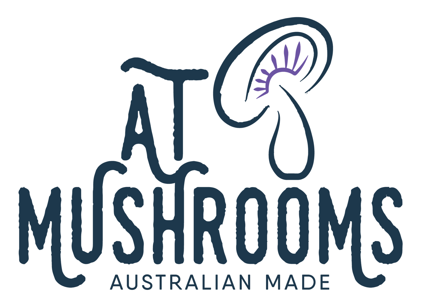 AT Mushrooms Australian Made Maitake Logo, Mushroom Gills Purple